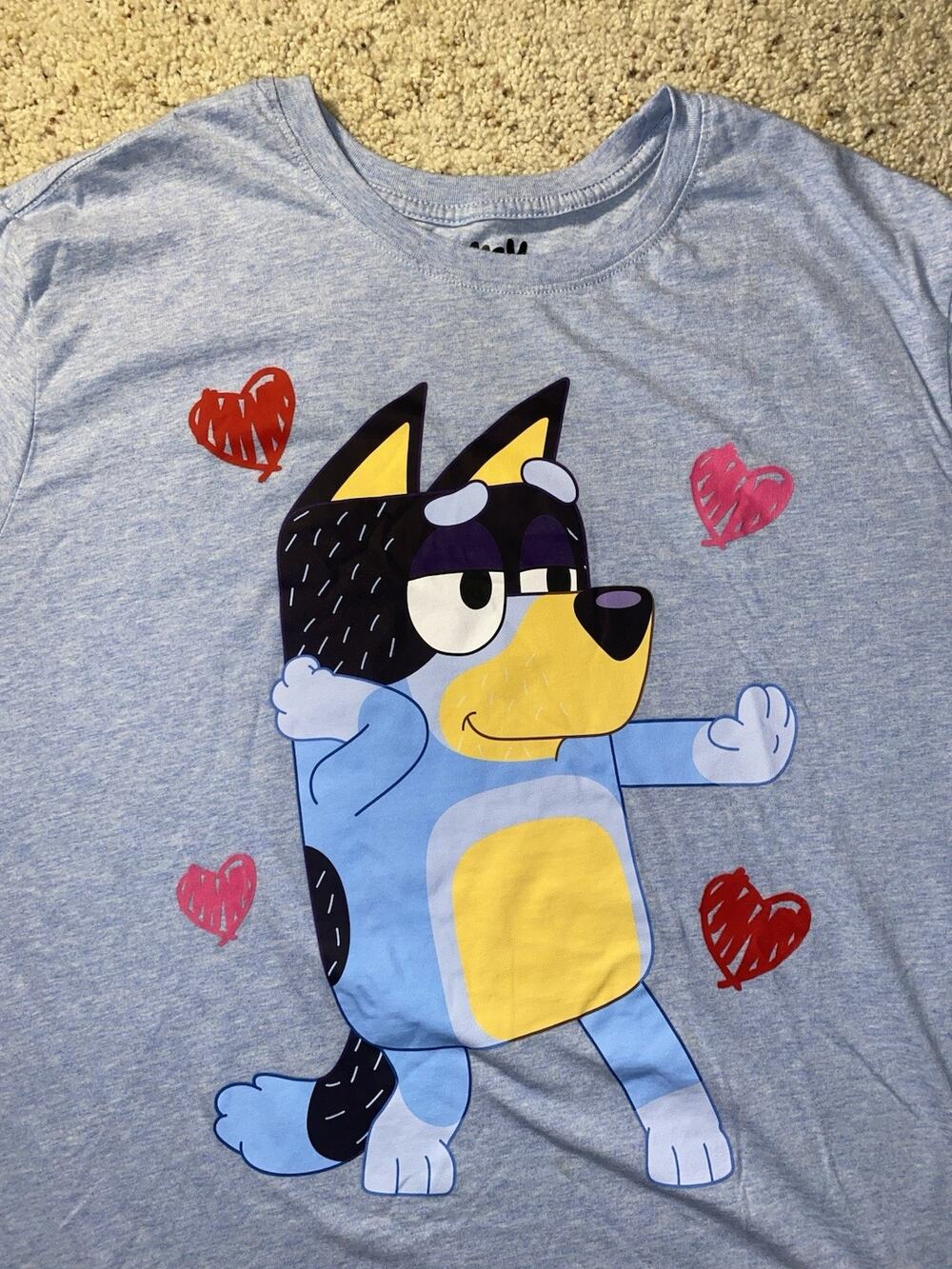 Bandit Bluey Adult 2XL XXL Valentines Best Dad Day Dog Cartoon Love Tee Shirt
